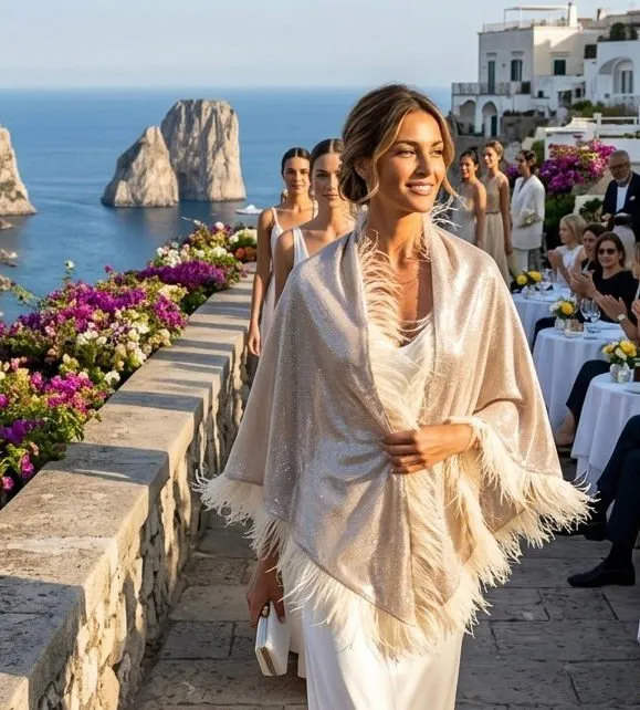 Scialle con piuma nude rosato — foto 1 di 1